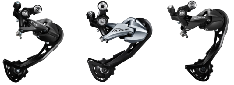 Câmbios traseiros shimano altus m2000 acera M3000 e alivio M3100 lado a lado