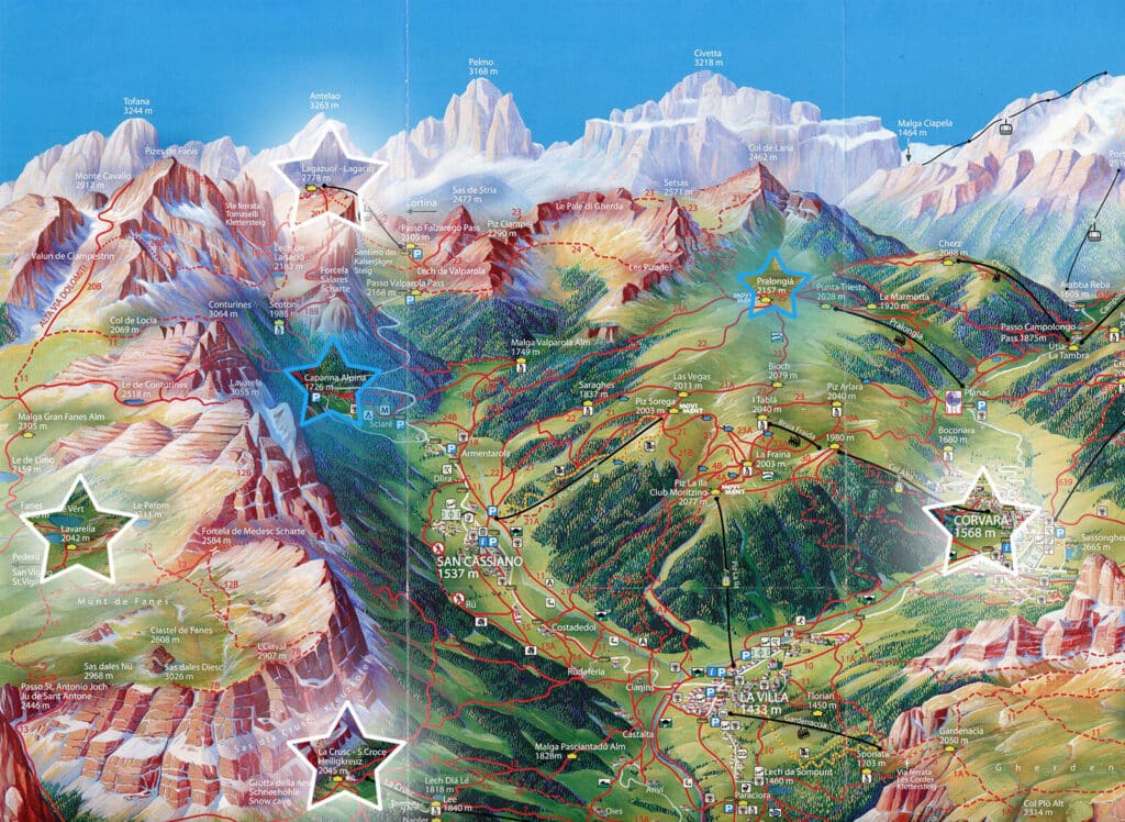 mapa de trilhas nas dolomitas