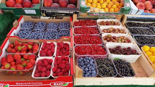 frutas em banca de feira